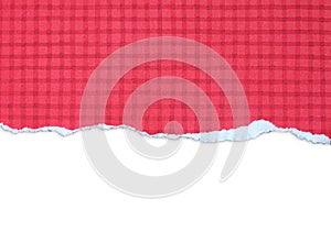 Red torn paper with square pattern