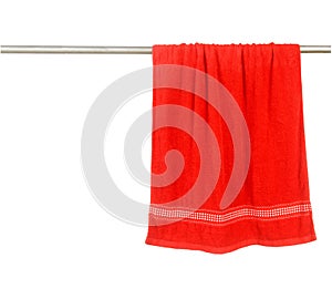 Red towel hang on rack