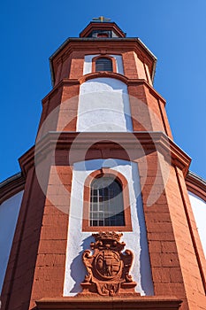 Red tower and blue sky