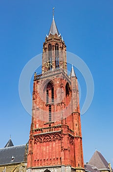 Red tower of the St. Jan church in Maastricht