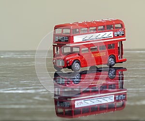 Red toy double decker bus