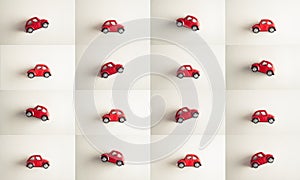 Red toy retro cars pattern