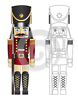Red toy solider nut cracker vector photo