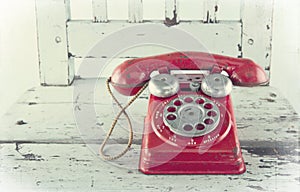 Red toy telephone