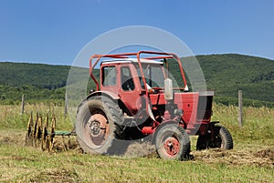 A red tractor