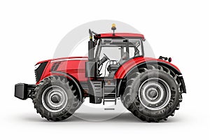 Red Tractor on White Background