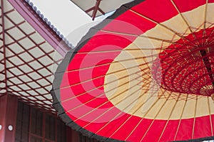 Red traditional Japanese paper umbrella