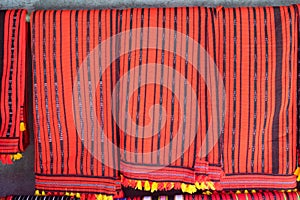 Red traditional weaved pattern of the igorot tribe of the Cordillera, Philippines
