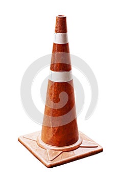 Red traffic cone isolated on a white background