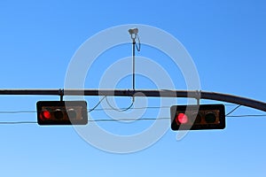 Red traffic light with camera