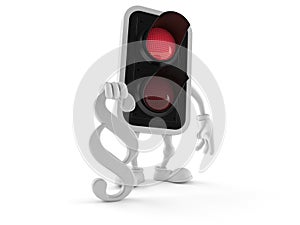 Red traffic light character with paragraph symbol