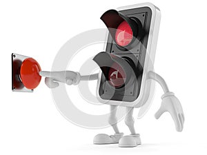 Red traffic light character pushing button