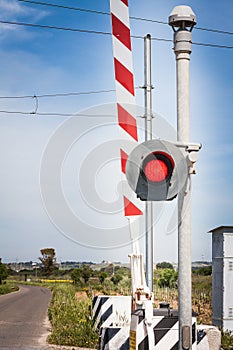 Red traffic light crossing level