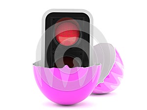 Red traffic light inside easter egg