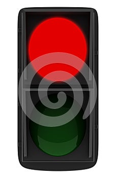 Red traffic light isolated on white