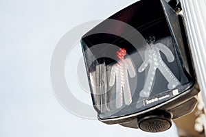 Red traffic light for pedestria