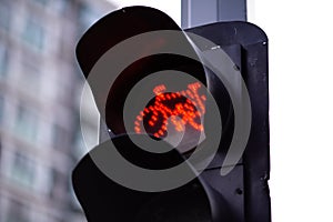 Red traffic light on pedestrian in China, Asia