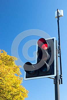 Red traffic light with sensor