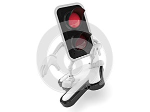 Red traffic light toon with cursor