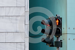 red traffic light for vehicle and human on street in Berlin, Ger