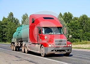 Red trailer truck