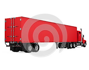 Red Trailer Truck Isolated