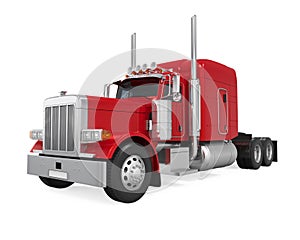 Red Trailer Truck Isolated