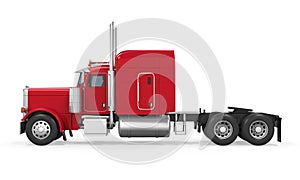 Red Trailer Truck Isolated