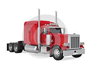 Red Trailer Truck Isolated