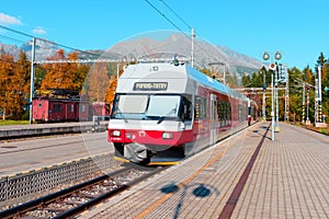 Red train in the Slovak Tatras