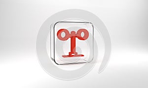 Red Train traffic light icon isolated on grey background. Traffic lights for the railway to regulate the movement of