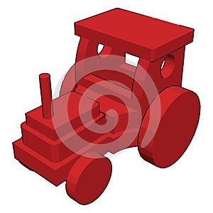 Red traktor, illustration, vector