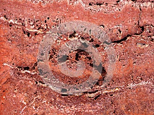Red travertine as a background