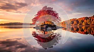 Red Tree In Autumn: A Joyful Celebration Of Nature photo