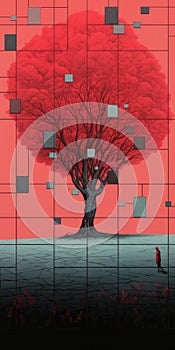Contemplating The Modernist Grid: A Hyper-detailed Illustration Inspired By Alex Andreev And Jason Edmiston photo