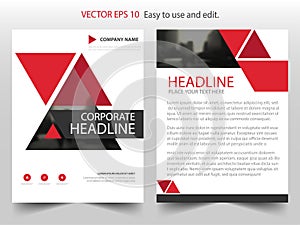 Red triangle abstract Vector Brochure annual report Leaflet Flyer template design, book cover layout design, abstract presentation