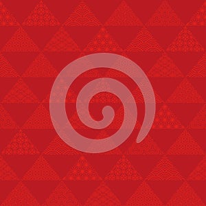 Red triangle background with Japanese traditional design.