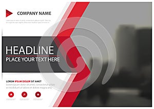 Red triangle business brochure flyer cover vector design, Leaflet advertising abstract background, Modern poster magazine layout