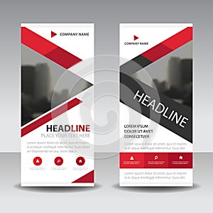 Red triangle Business Roll Up Banner flat design template ,Abstract Geometric banner template Vector illustration set,