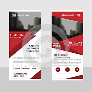 Red triangle Business Roll Up Banner flat design template