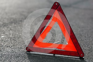 Red triangle of a car