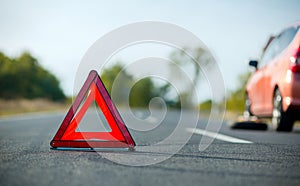 Red triangle of a car