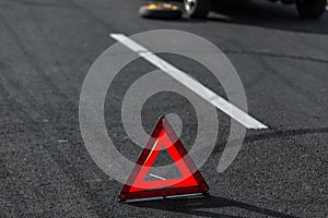Red triangle of a car