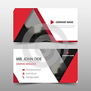Red triangle corporate business card, name card template ,horizontal simple clean layout design template