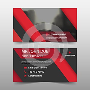 Red triangle corporate business card, name card template ,horizontal simple clean layout design template ,
