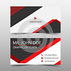 Red triangle corporate business card, name card template ,horizontal simple clean layout design template ,