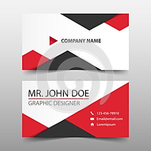 Red triangle corporate business card, name card template ,horizontal simple clean layout design template ,