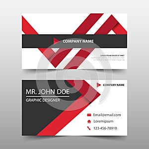 Red triangle corporate business card, name card template ,horizontal simple clean layout design template , banner template