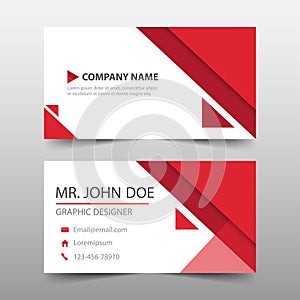 Red triangle corporate business card, name card template ,horizontal simple clean layout design template , Business banner