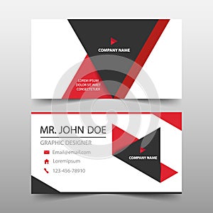 Red triangle corporate business card, name card template ,horizontal simple clean layout design template , Business banner